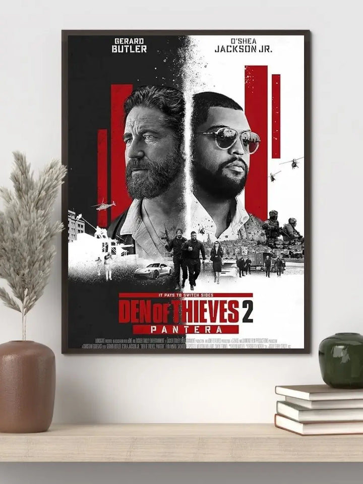 Den of Thieves 2: Pantera 2025 movie poster showing Big Nick and Donnie against a backdrop of European city lights, armored vehicles, and diamond‑heist imagery, highlighting the high‑stakes crime thriller tone.​