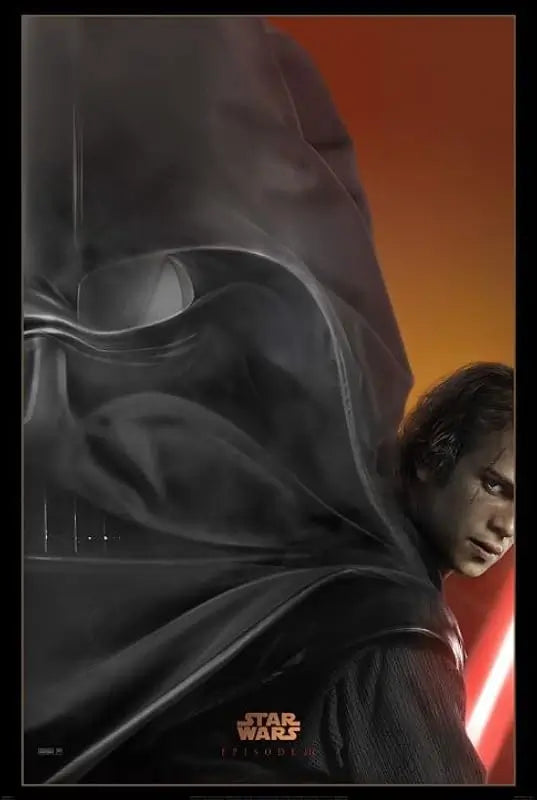 Star Wars: Episode III – Revenge of the Sith 2005 movie poster featuring Anakin Skywalker, Obi‑Wan Kenobi, and Darth Sidious at the fall of the Jedi and rise of Darth Vader