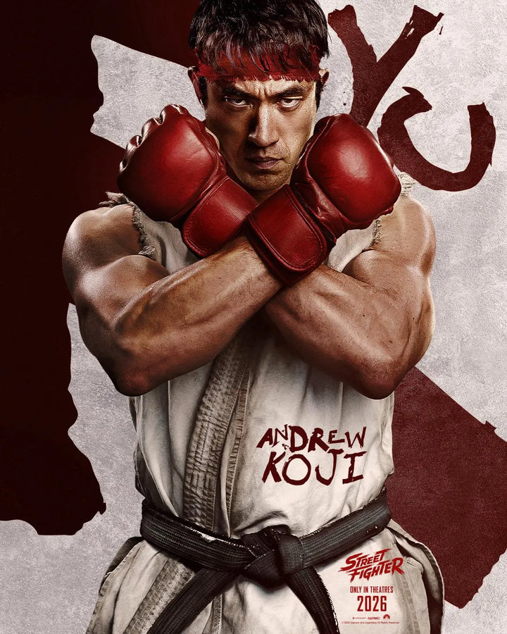 Street Fighter 2026 movie poster inspired by Capcom’s fighting game, featuring world warriors ready for a live-action martial arts tournament​